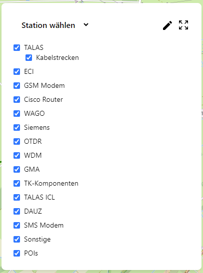 Map layers controll panel